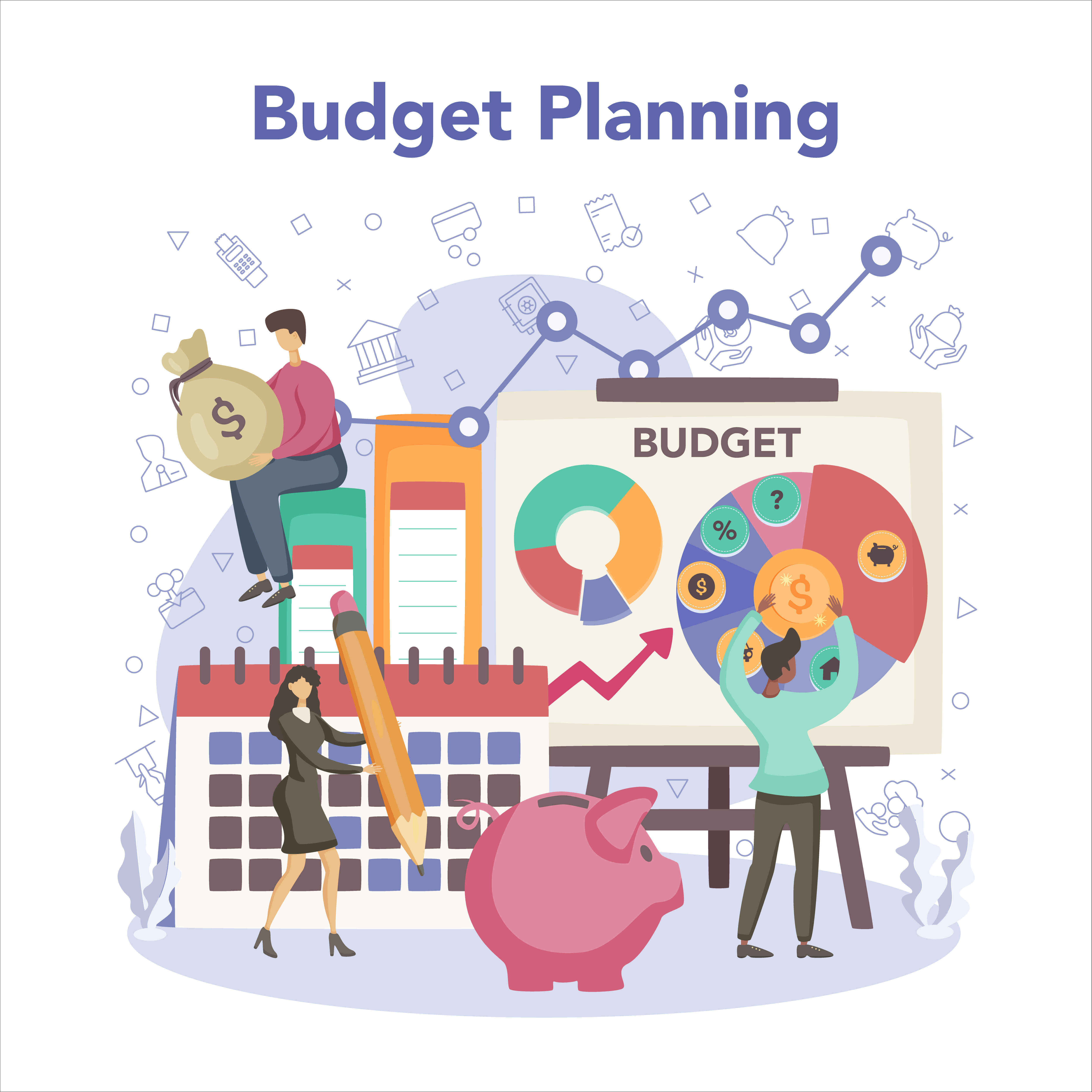 Budget planning with a graph and calendar